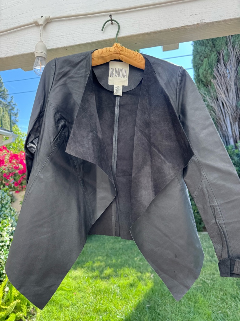 BB Dakota Women's Black Drape 100% Leather Jacket